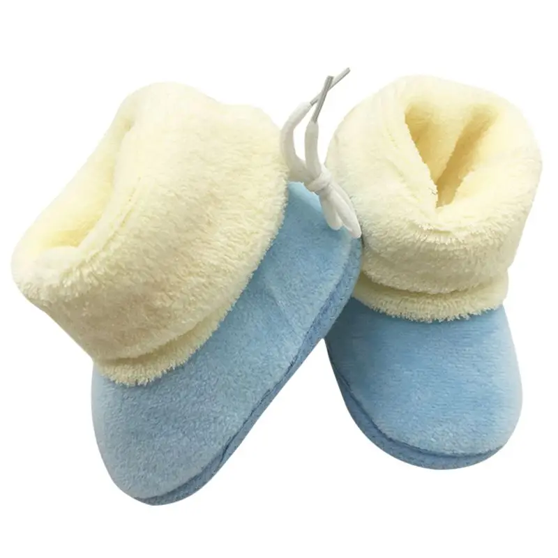 Теплые зимние ботинки для малышей, хлопковая обувь для маленьких девочек, ботинки для новорожденных - Цвет: Синий