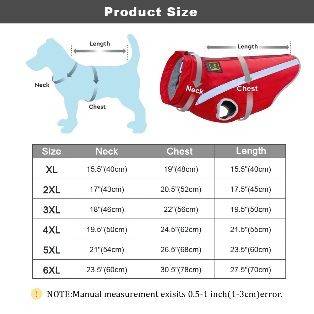 Dog Clothes Winter Large Dogs Clothes Coat Jacket Reflective Pet Jacket Waterproof Clothing Pitbull Vest Padded Fleece XL-6XL