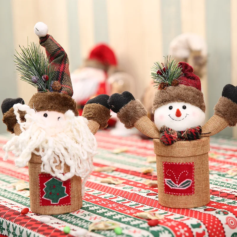 

New Year DIY Christmas burlap Santa Claus snowman candy jar traditional rustic color Xmas candy jar Christmas gift Party AB303