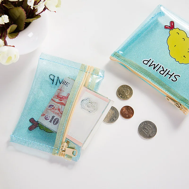 

Korean Transparent Cartoon Coin Purse Girls' Zipper Coin Wallet Children Cute Animal Mini Key Card Pouch Bag For Kids