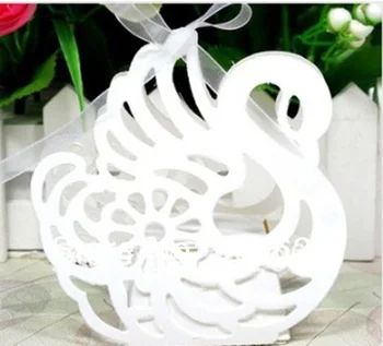 

Hot New Free shipping 200 pcs White Cute Swan Laser cut Wedding Candy Box Party favor Box gift boxes for birthday,baby shower
