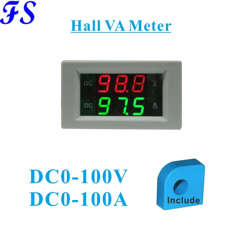DC 0 100V 100A Hall LED Digital DC Voltmeter Ammeter DC Volt Amp Panel