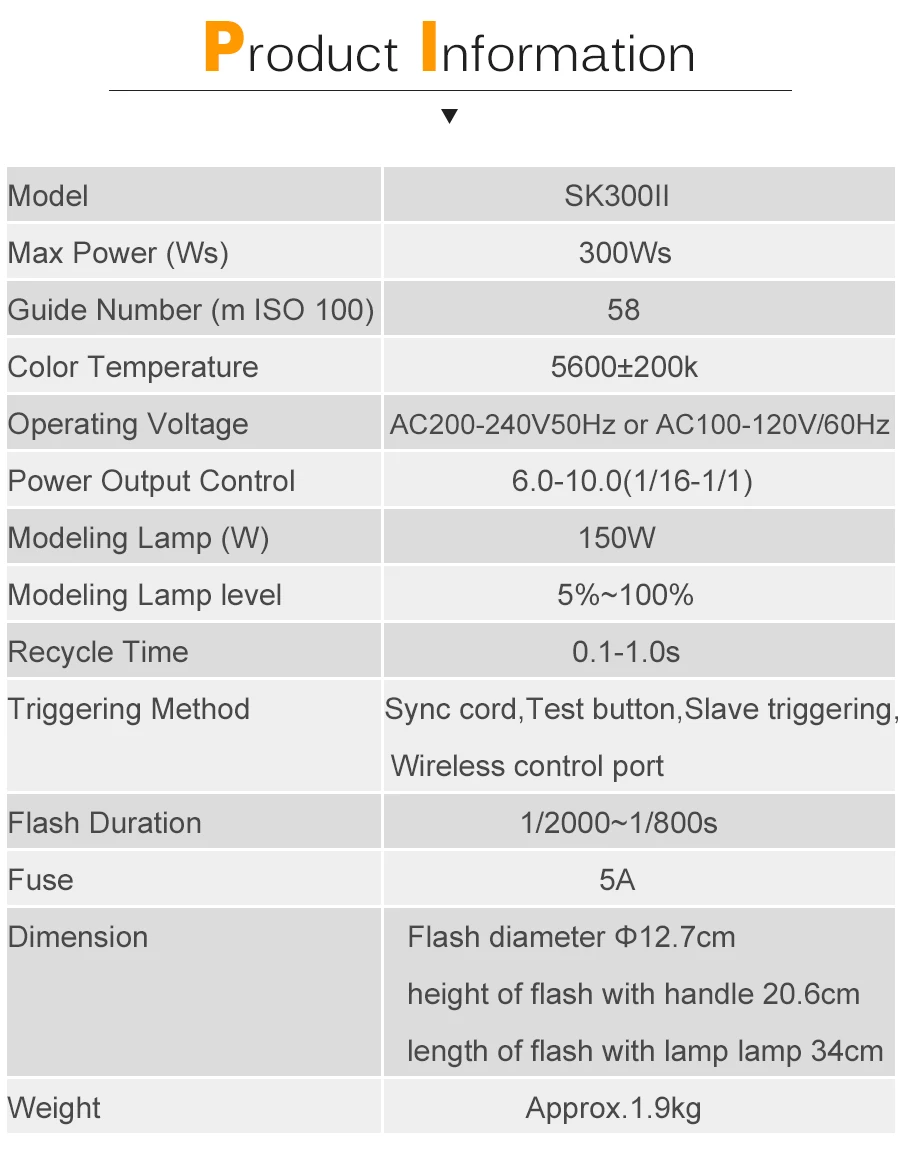 Профессиональный студийный стробоскоп Godox SK300II 300Ws GN65 со встроенной беспроводной системой X Godox 2,4G обеспечивает творческую съемку