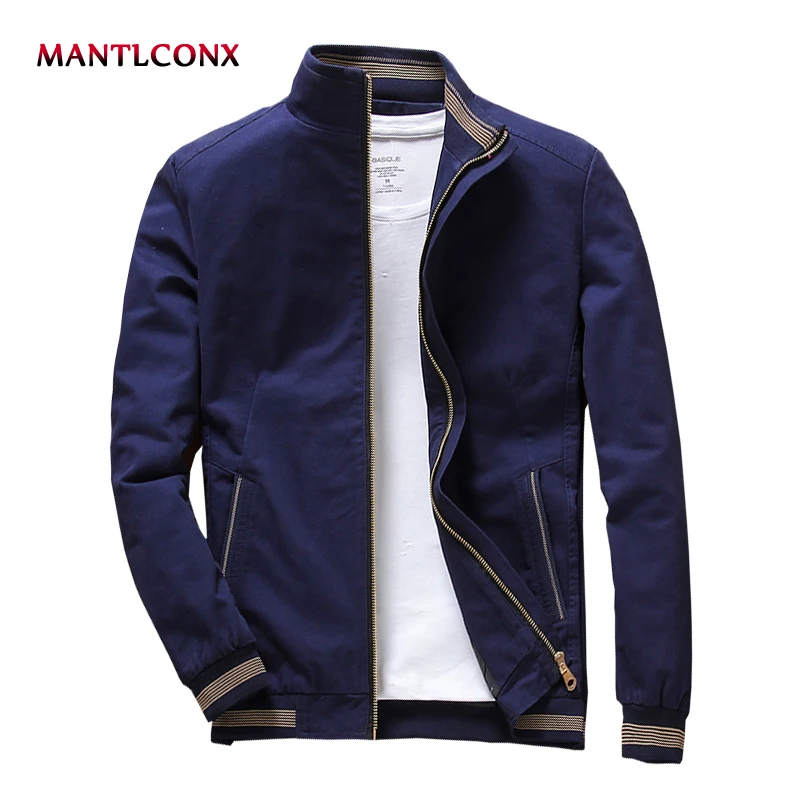 

MANTLCONX 2019 Spring Autumn Mens Jacket Stand Collar Jacket Male Blue Black Jackets Casual Male Brand Clothing Men jaqueta 2019