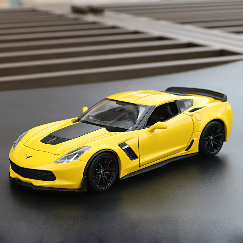 WELLY 1:24 Масштаб литья под давлением Металл Chevrolet Corvette Z06 имитационная модель автомобиля классический сплав автомобиль игрушки для мальчиков Коллекция подарков - Цвет: Yellow