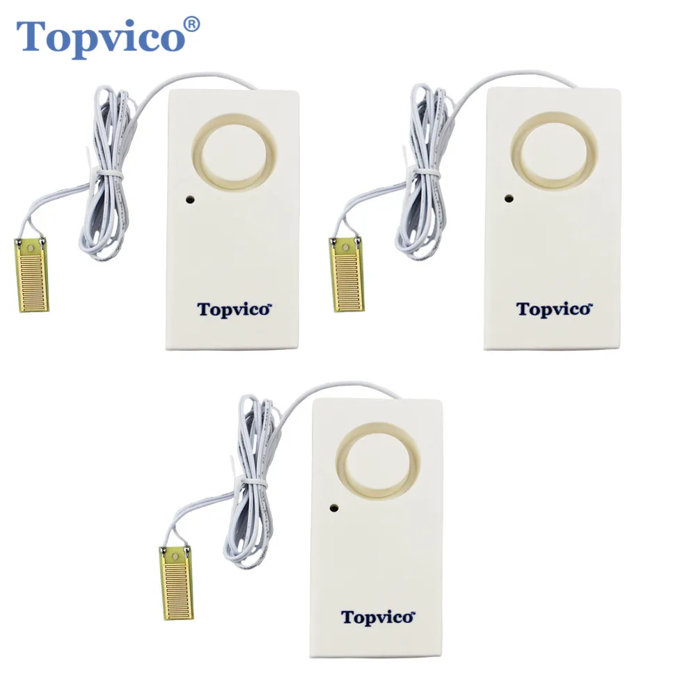 Topvico 3 шт. датчик утечки воды детектор утечки воды сигнализация обнаружения наводнения 130dB оповещение беспроводная домашняя система охранной сигнализации