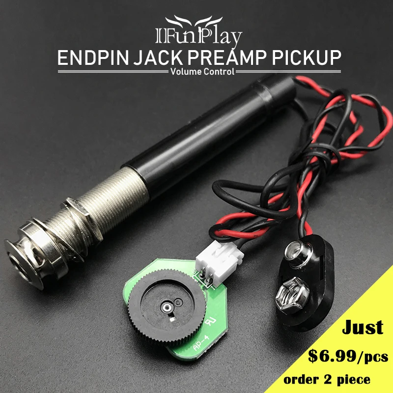 Acoustic Guitar Pickup Endpin Jack Preamp Pickup kit with Volume Knob