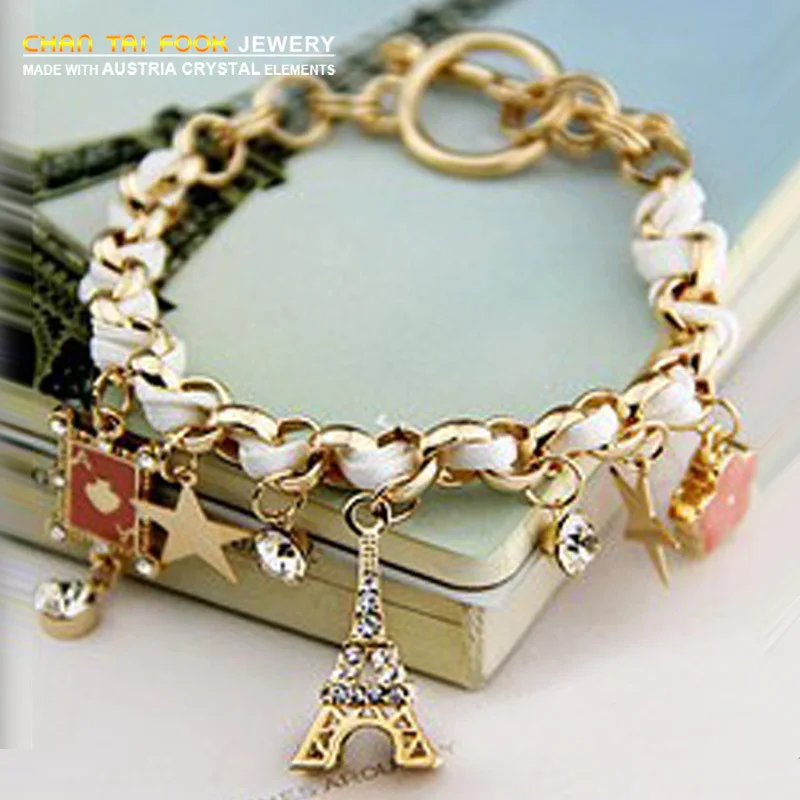 

IREACESS Free shipping Bracelets & bangles gem PU leather Rhinestone bracelet for women Fashion Jewelry Wholesale