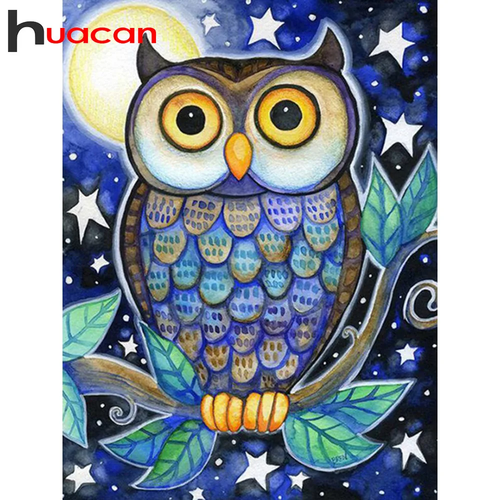 

Huacan Diamond Mosaic Owl 5D Diamond Painting Cross Stitch Animal Full Square Diamond Embroidery Resin Drill New Arrivals