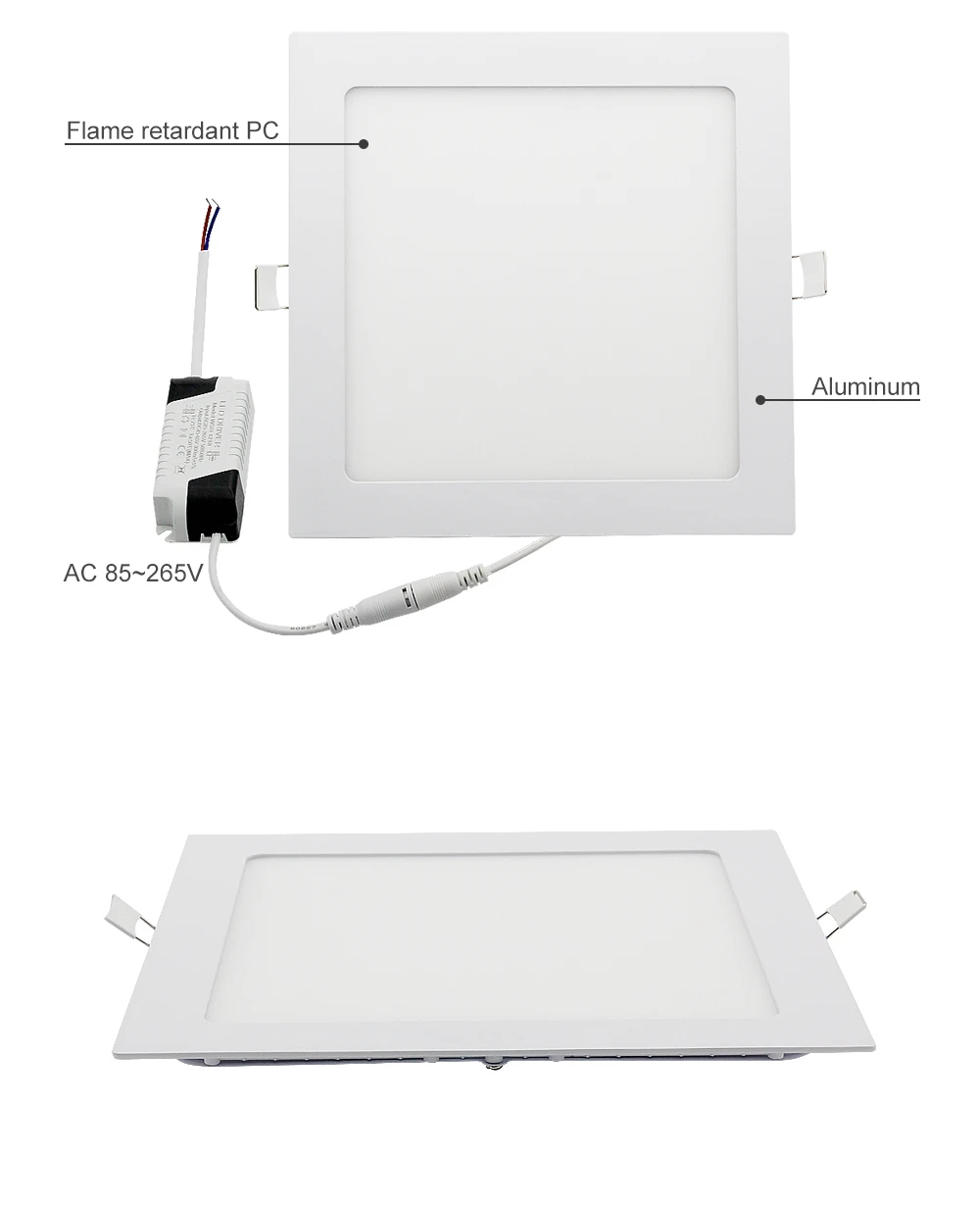 Ультра тонкий квадратный 3 Вт 6 Вт 9 Вт 12 Вт 15 Вт 18 Вт Светодиодный светильник Регулируемый потолочный светильник Встраиваемые панельные