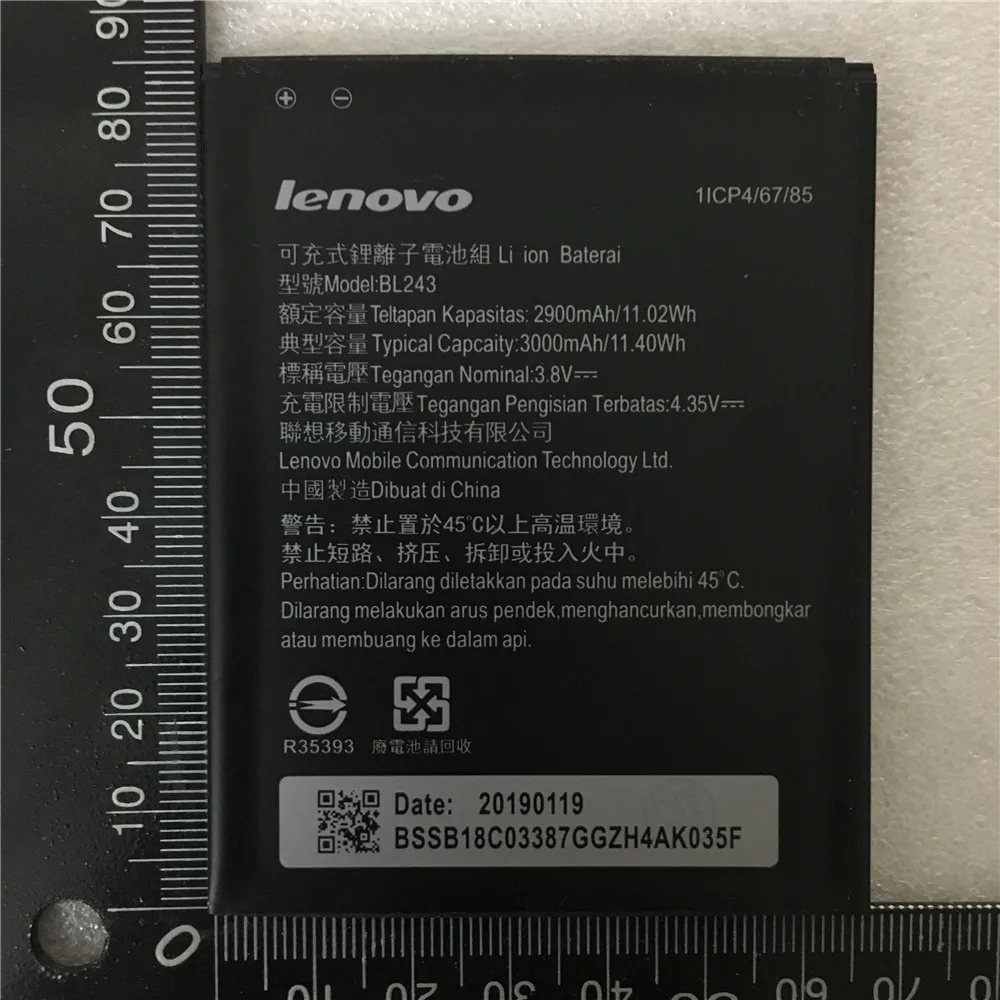 

2019 New 100% Tested Original BL243 Mobile Phone Battery for lenovo K3 Note K50-T5 A7000 A5500 A5600 A7600 Battery Batteria