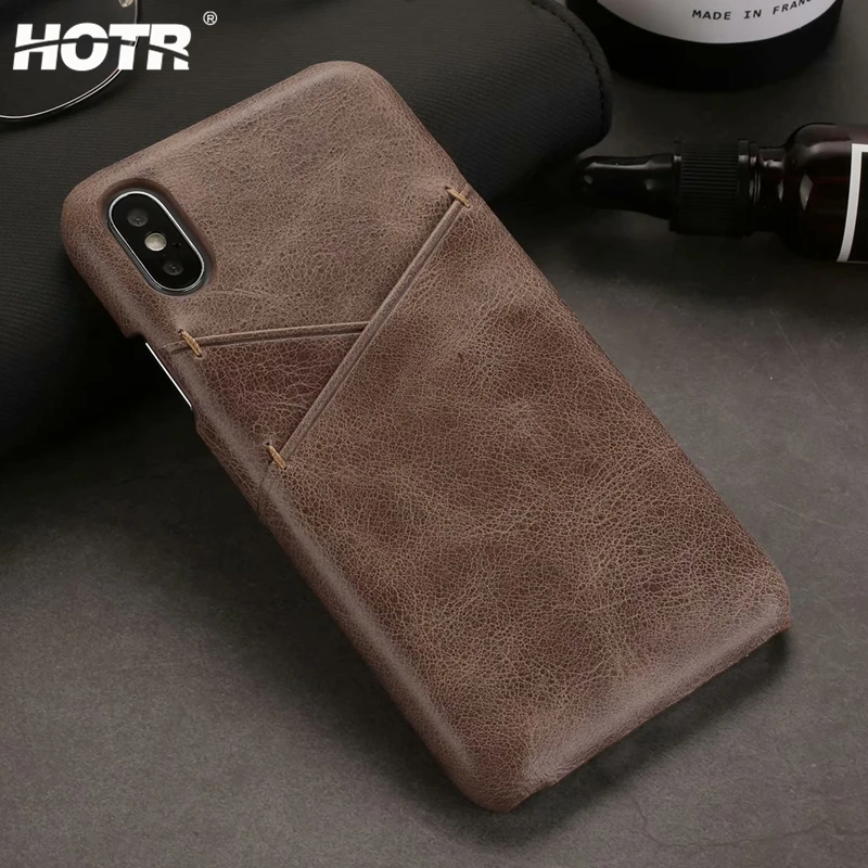 

Genuine Leather Back Case for iphone X XS XR XS Max for iphone 6 6s 7 8 plus Real Leather Cover Shockproof Card Insert Bag Case