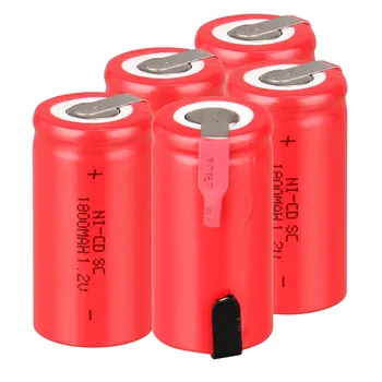 

5 PCS Sub C SC battery 1.2V 1800mAh rechargeable battery Ni-Cd battery with tab 4.25*2.2cm--red color
