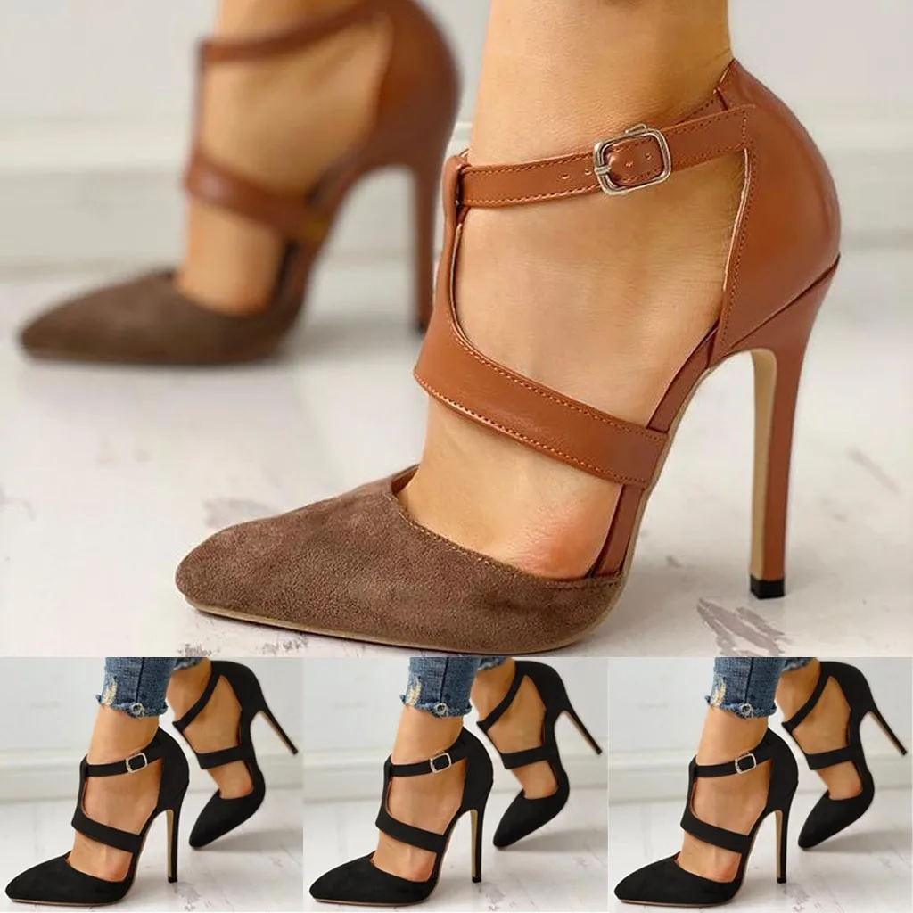 

Women's Shoes Summer Woman Sexy High heels Hollow Ankle Strap Pointed Thin Heel Sandals ladies Casual Joker Shoes C2
