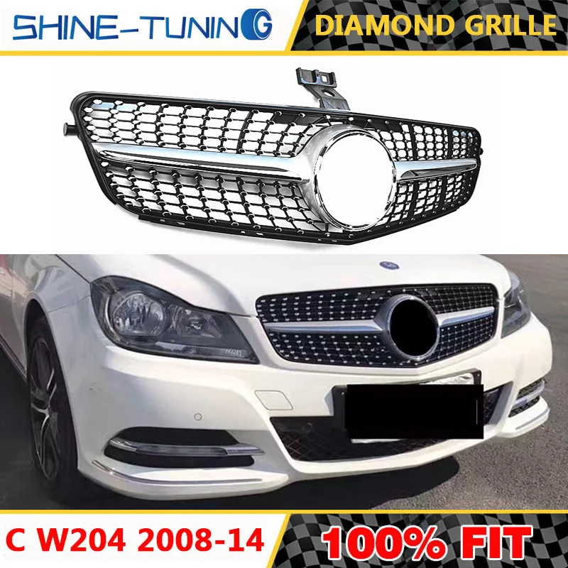 Grill Suitable for Mercedes Benz C Class W204 Diamond grille Gloss