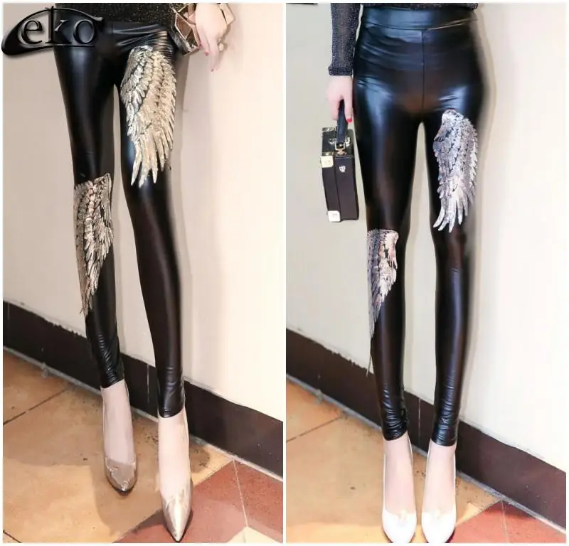 A Vita alta LEGGING Delle Donne Pantaloni Delle Donne Delle Ghette Oro  Argento Angel Wings Paillettes Matita Leggings per Le Donne DELL'UNITÀ di  elaborazione Pantaloni di Pelle|leggings gold|high waist leggingswomen  leggings -