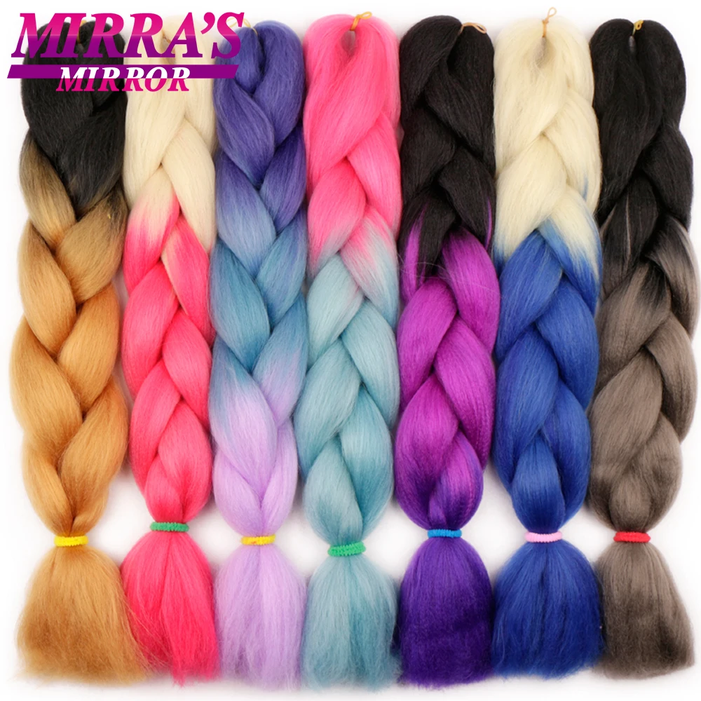 

Mirra's Mirror 24inch 100g Synthetic Braiding Hair Extensions Kanekalon Crochet Hair Braid Ombre Jumbo Braids Hair Pink Blonde