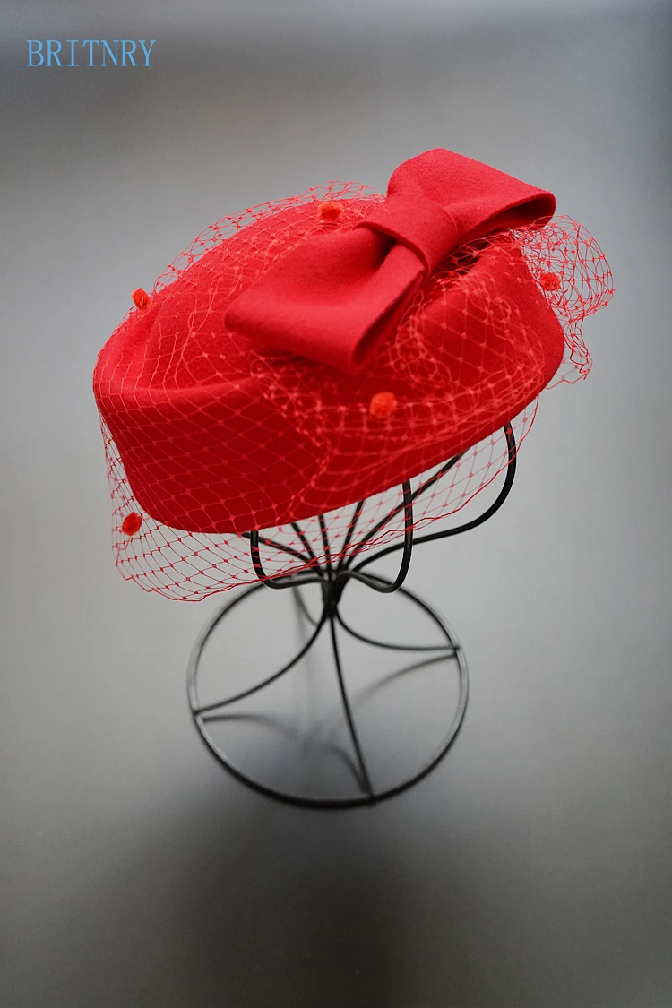 BRITNRY реальные фотографии Vitage Свадебная шляпа черный красный тюль вуалетки для женщин высокое качество свадебные аксессуары