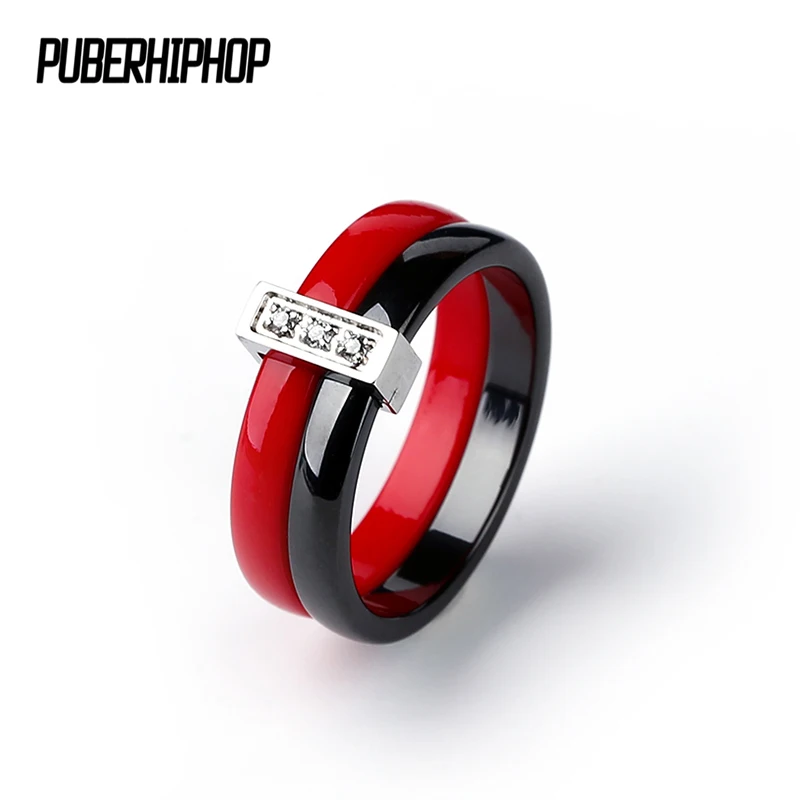 Stainless Steel Ring Engagement Ring Two Layer Pink Purple Red Couple Ceramic Rings Fashion Jewelry Womens Accessories Anillos