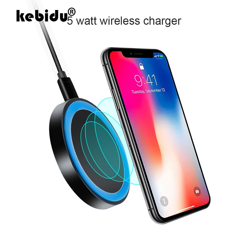 

kebidu Wireless Charging Pad 5W Portable For Samsung S8 S9 Fast Charging for iPhone Xs Max XR X 8 Plus QI Wireless Charger