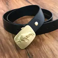 Brass Bull Belt Buckle Luxury Leather Belt Men Ceinture Homme Cowboy Jeans Strap Waist Belt Cinturon Hombre Men Strap MBT0377