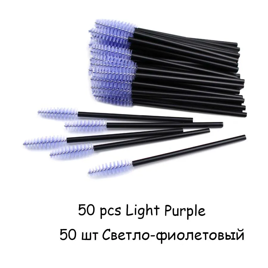 25/50 шт./лот одноразовые нейлоновые силиконовые щетки для туши кисти ресницы гибкие кисти для макияжа для наращивания ресниц Инструменты - Цвет: 50pcs Light Purple