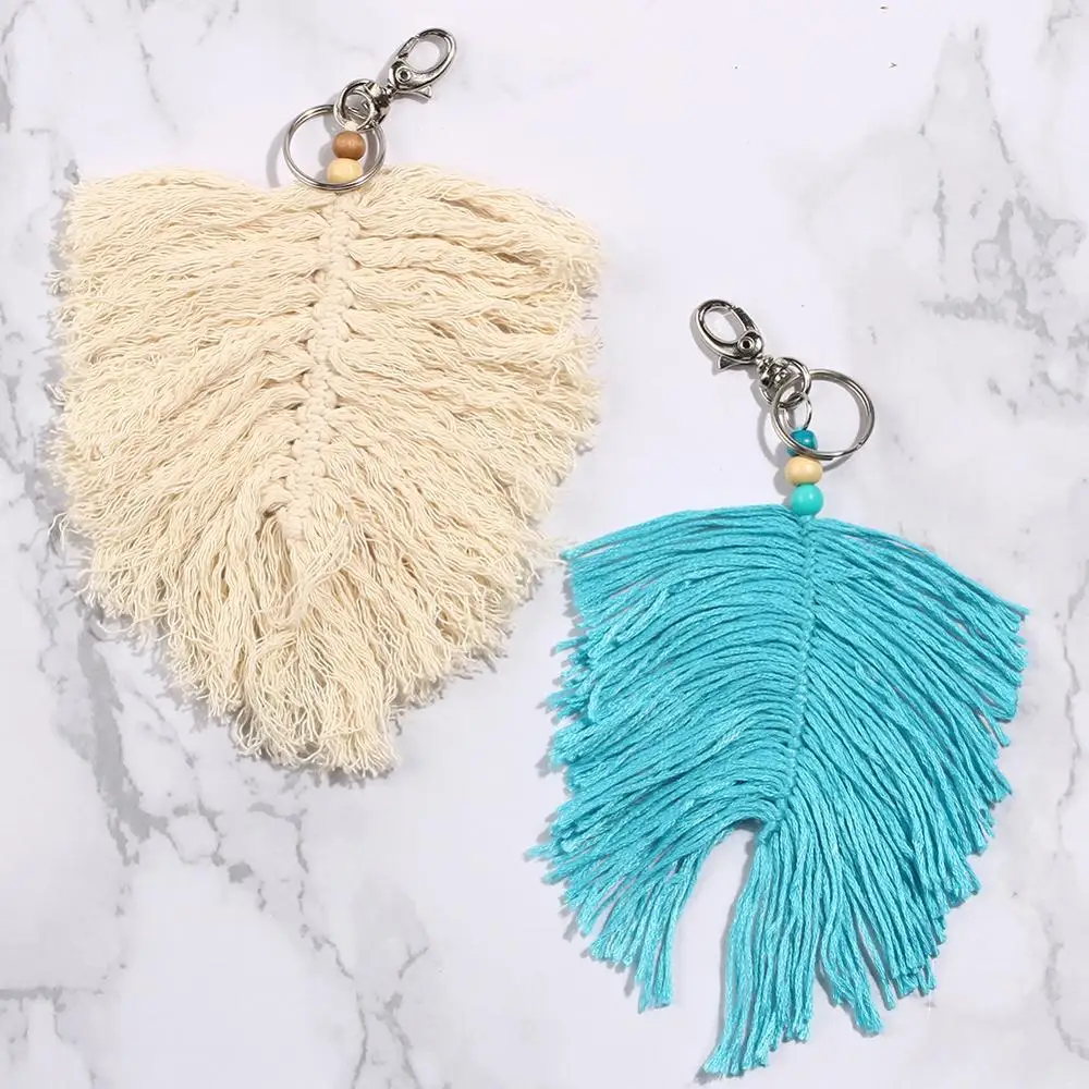 

Artilady Macrame Keychain Bohemia keyring Handmade Bag Charm Car Hanging Boho Jewelry Gift for Friends Women Drop Shipping