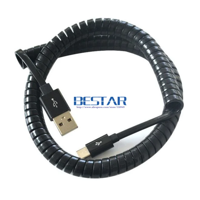 US $413.25 100pcsLot Stretch USB TypeC 31 Male To USB 20 A Male Data Sync Coiled Spring Flat Slim Cable Adapter White Black 10FT 3m