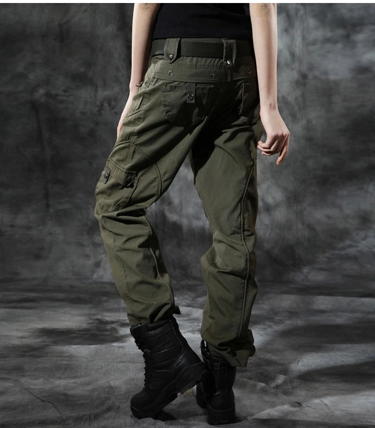 New Women Green camouflage cargo pants women army fatigue pants womens