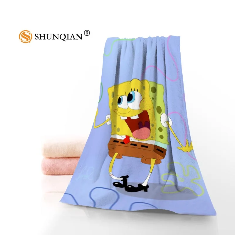 

New Custom SpongeBob Towel Printed Cotton Face/Bath Towels Microfiber Fabric For Kids Men Women Shower Towels