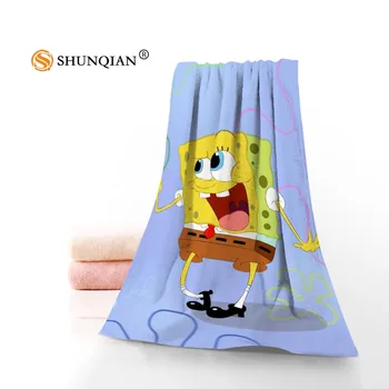 

New Custom SpongeBob Towel Printed Cotton Face/Bath Towels Microfiber Fabric For Kids Men Women Shower Towels