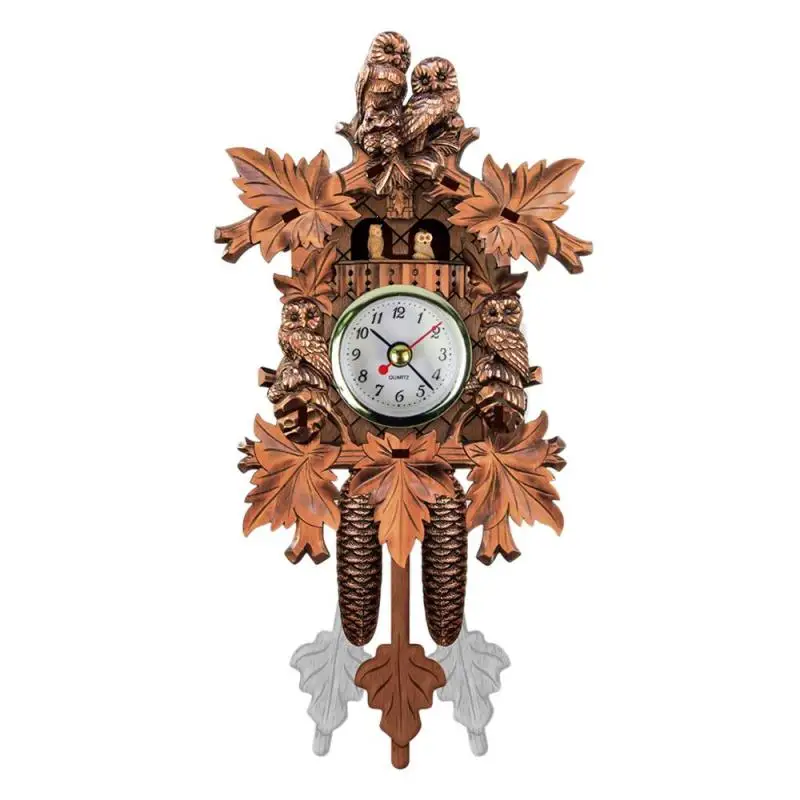 Vintage Cuckoo Wall Clock With Pendulum Bird Alarm Clock Wood Wall