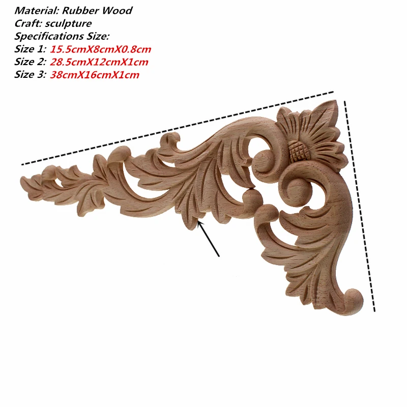 VZLX Винтаж Неокрашенная древесина наклейки с резьбой углу накладка аппликация, рама для домашней мебели Стены Двери шкафа декора ремесла