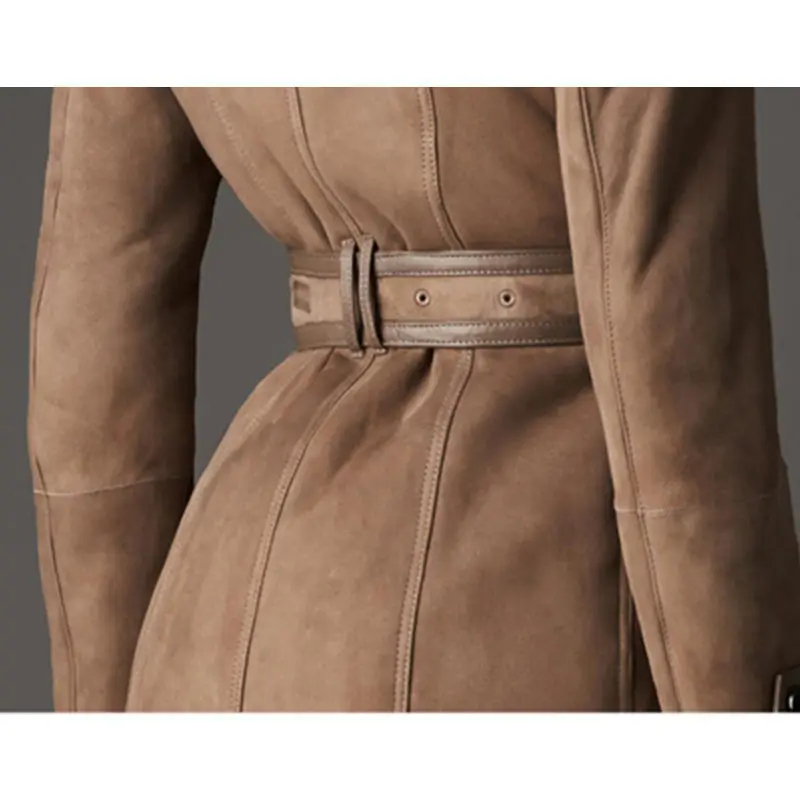 2018 New Winter Women Real Fur Jacket Long Sashes Wool Double-faced Fur Coat Vintage Sexy Warm Slim Belt Outerwear Cacaso AC273