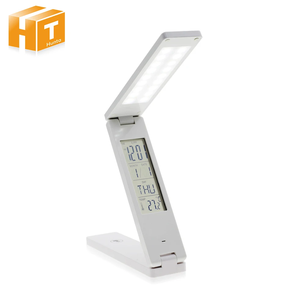 

Creative Foldable LED Desk Lamp Touch Switch USB Charging Reading Table Lamp With Alarm Clock/Calendar LCD Display