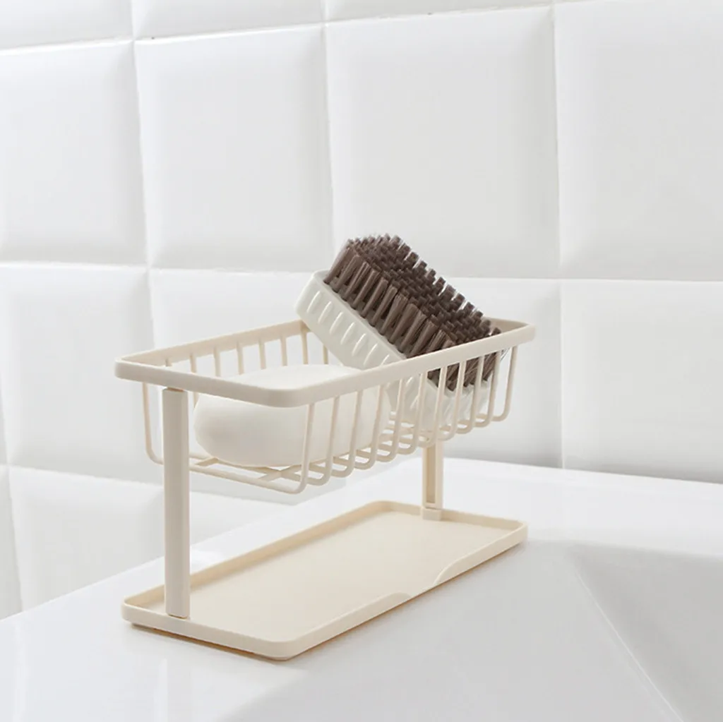 Dish Drainer Sink Sponge Holder Etagere Hooks On The Wall Corner Organizer Bathroom Caddy Shelf Kitchen Storage Rack Holder