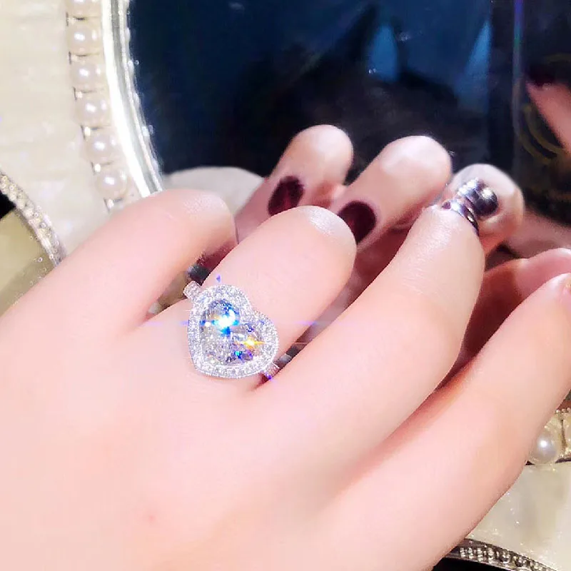 18 к белое золото DF цвет 1ct DF цвет Лаборатория Grown Diamond Сердце Cut Муассанит Halo Кольцо обручальное кольцо для женщин