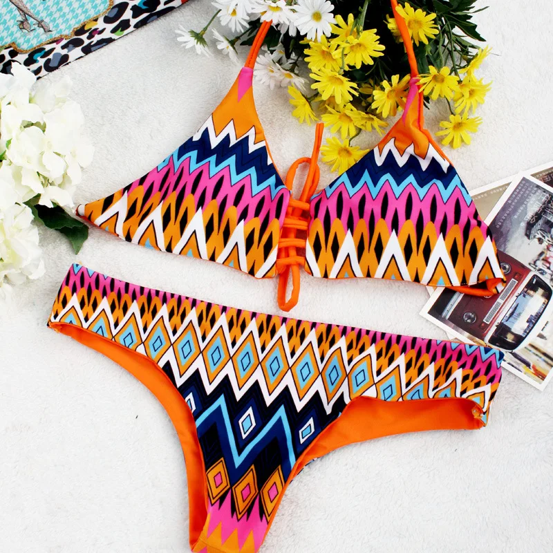 

New Fashion Digital Printing Bikinis Triangular Bandage