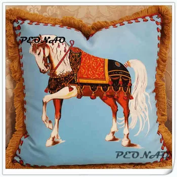 

Square Horse Printed Cushion Cover Luxurious Velvet Square Pillow Cover Velvet Fabric Cushion Covers Customized Drop Shipping