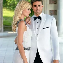 Изготовленный На Заказ Свадебный смокинг жениха Белый шерсть кровотечение мужской дизайн