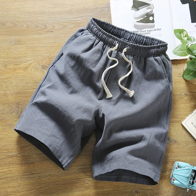 Мужские летние большой Шорты Большие размеры повседневные льняные Шорты Мужской шнурок по колено короткие брюки в стиле хип-хоп для 150 кг