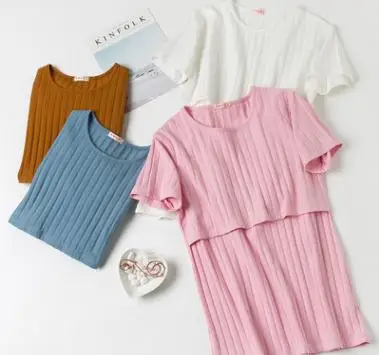 Nursing Clothes 2018 Spring Summer Fashion Short Sleeved Maternity Tops Breastfeeding Clothes for Pregnant Women Pregnancy WX951