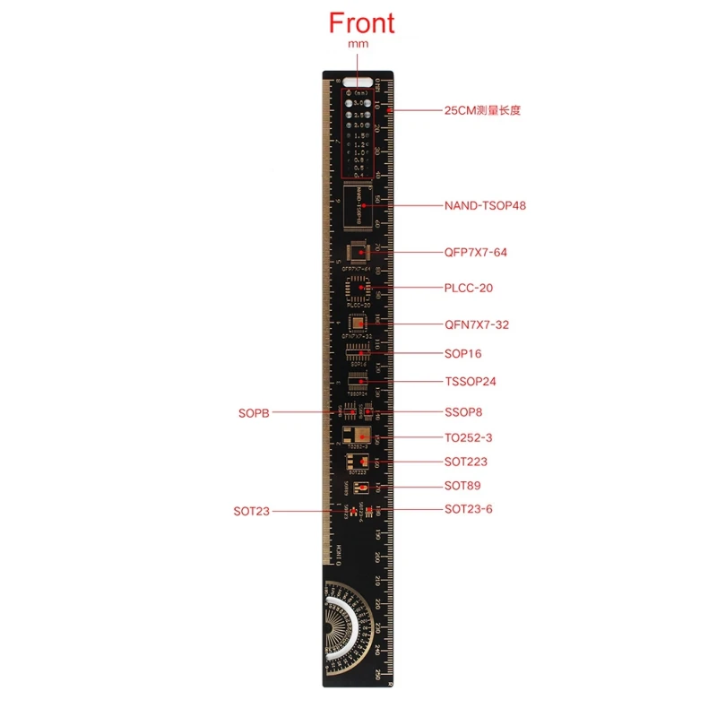 25 см PCB линейка для электронных инженеров измерительный инструмент резистор микросхема конденсатора IC SMD диодный транзистор PCB контрольная линейка