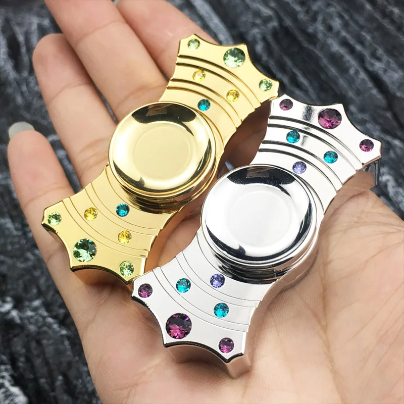 High Quality White/Gold Diamond Spinner Fidget Toy Metal EDC Fidgets