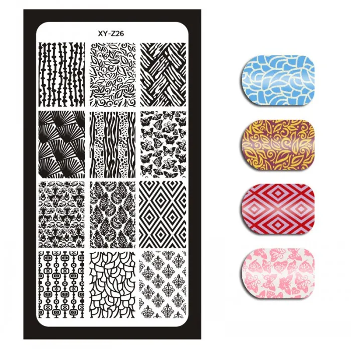 1Pc 6x12cm Nail Stamping Plates Flowers/Heart/ Pattern/English Letters DIY Hot Designs Stamp Template Nail Polish Stencils XY18 - Цвет: 26