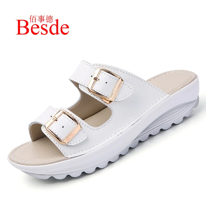 

Sandals Women Summer Shoes 2019 Fashion Woman Shoes Sandals Platform Slip Resistant Beach Shoes Genuine Leather Sandals