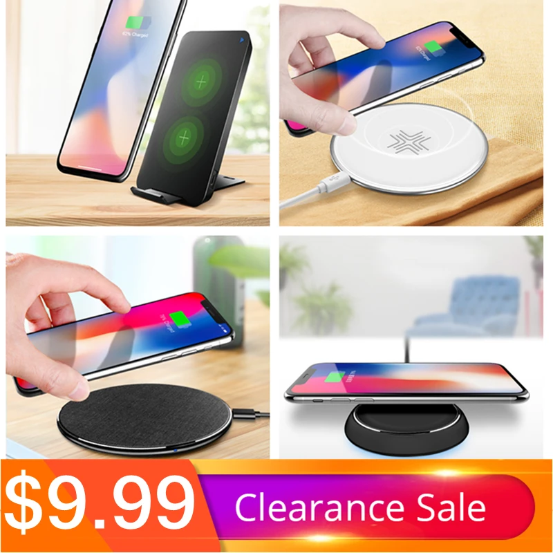 QI Wireless Charger, ROCK Dual Coil Charging Pad 10W For iPhone X 8 Samsung Note 8 S8 Plus S7 S6 Edge Dock Station Holder