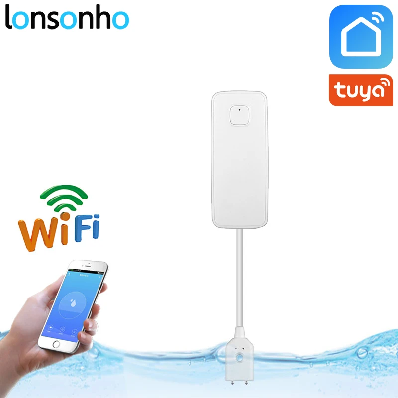 

Lonsonho Wifi Water Sensor Water Leak Detector Water Level Leakage Sensor Alarm Smart House Works With IFTTT