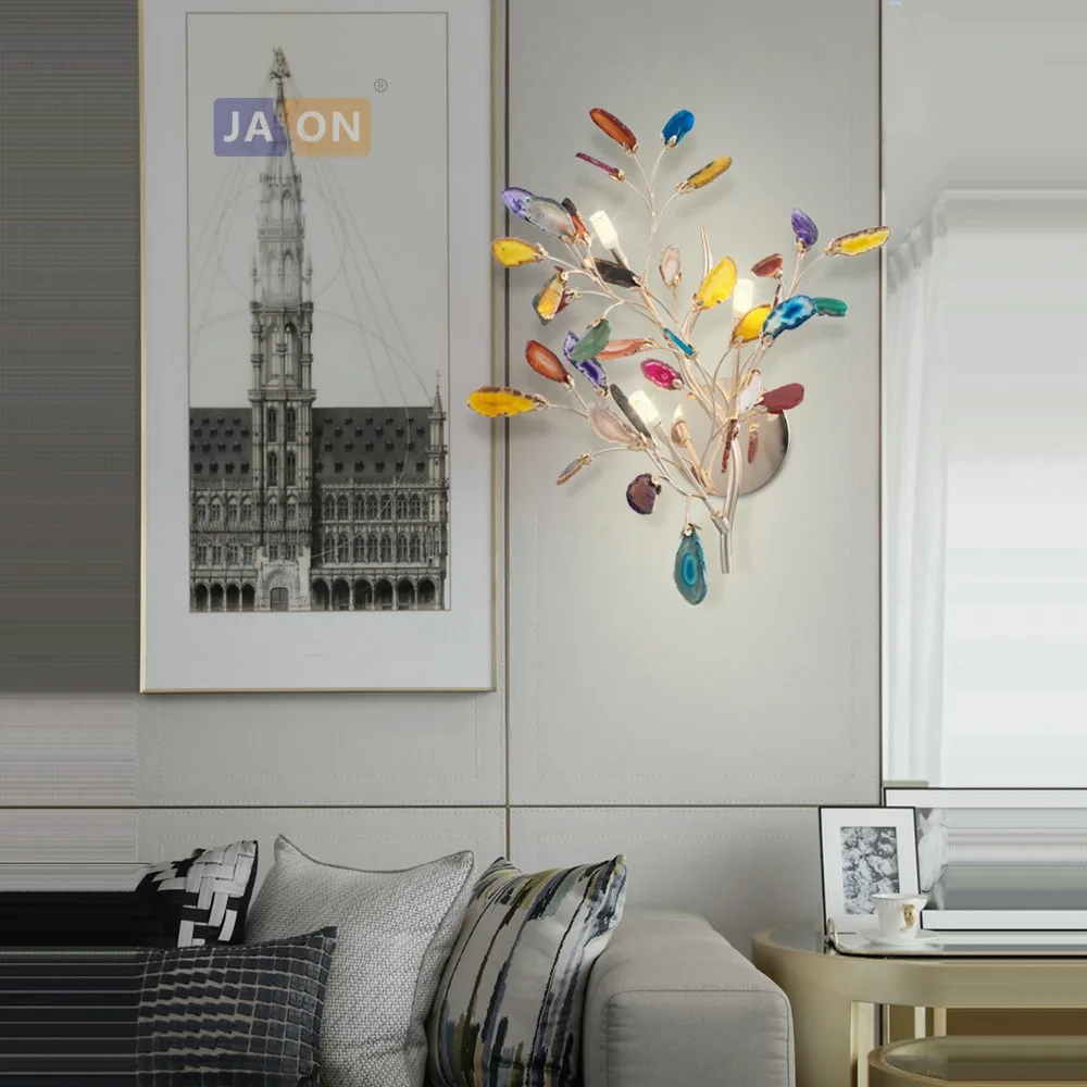 

G4 Postmodern Iron Agate Tree Colorized Designer LED Lamp LED Light Wall lamp Wall Light Wall Sconce For Foyer Bedroom