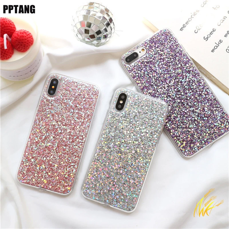 

PPTANG phone case for iphone 6 7 8 X Glitter for iphone 8 plus 6 6S 7 plus luxurious fashion phone cover bags